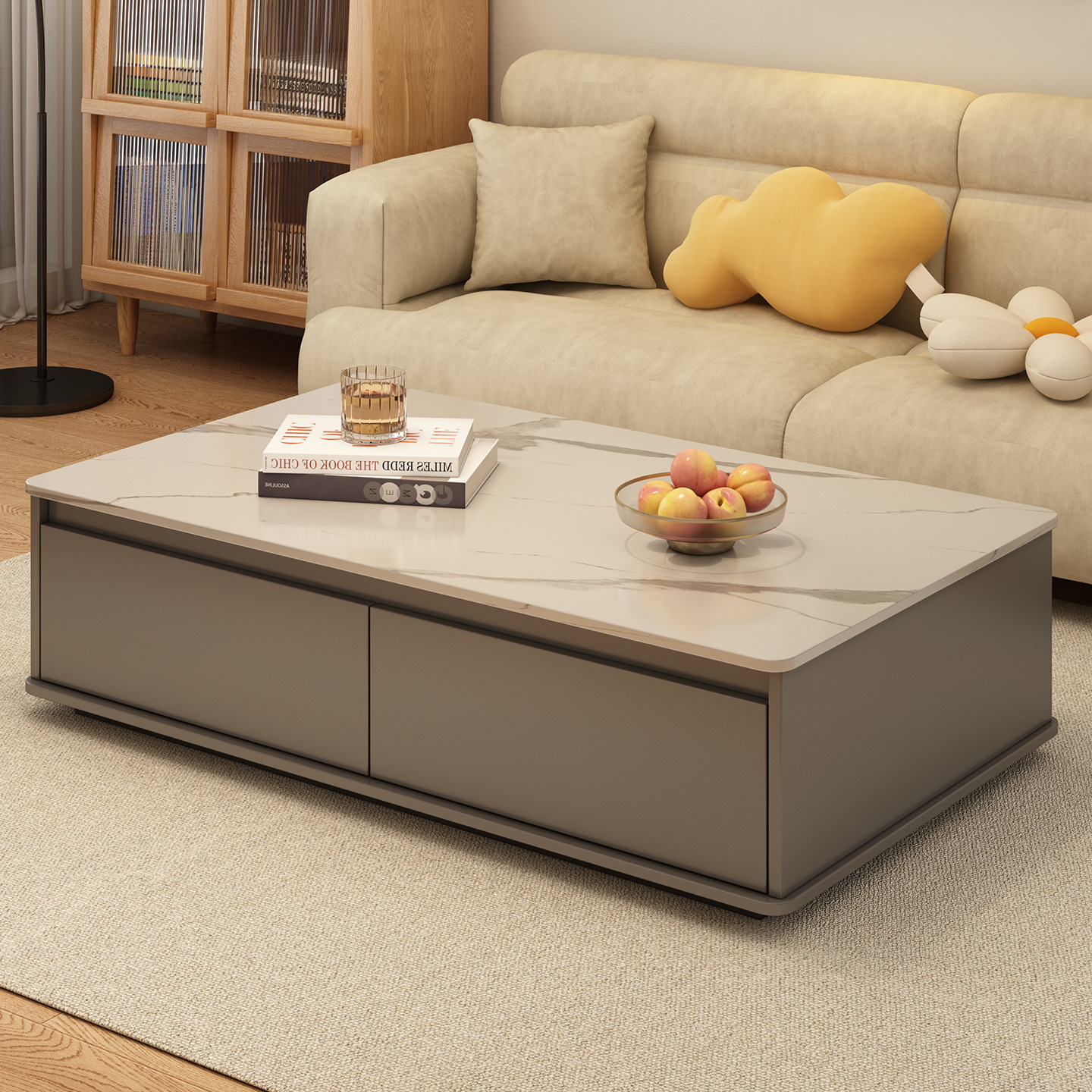 Mesa de té sala de estar doméstica pequeña casa 2025 nueva mesa moderna simple creativa tabla de té rectangular de color de pizarra