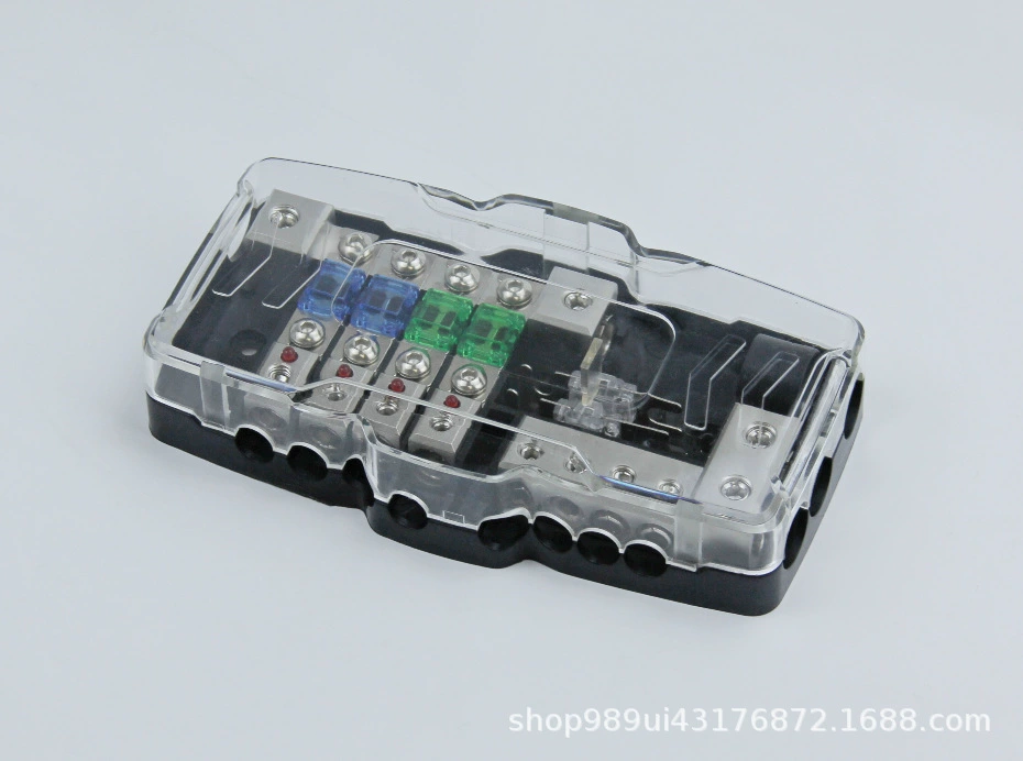 Блок предохранителей аксессуаров для модификации автомобильной аудиосистемы со светодиодной подсветкой, безопасное сиденье, четырехсторонняя/двухвпускная четырехсторонняя распределительная коробка