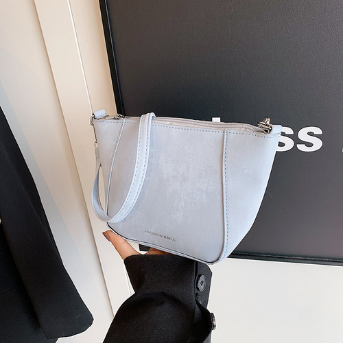 Pure Color Korean Style Trendy Single Shoulder Crossbody Bag for Women Spring Versatile Insta Casual Bucket Bag