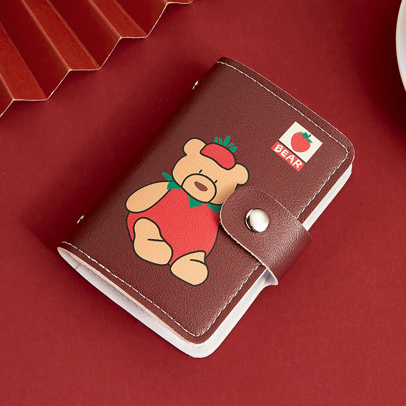 Bonita bolsa de tarjetas de dibujos animados de buena suerte personalidad femenina gran capacidad multi-tarjeta super delgada anti-damagnetizante tarjeta compacta bolsa de tarjetas