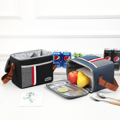 Aluminum foil lunch bag waterproof ice bag portable lunch box bag thickened striped lunch bag insulated bag factory direct sale