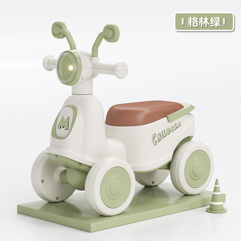 Patineta infantil con luces de música, cuatro ruedas anti-rollover, 1 - 3 años de edad, coche de equilibrio, puede montarse en patineta para niños.