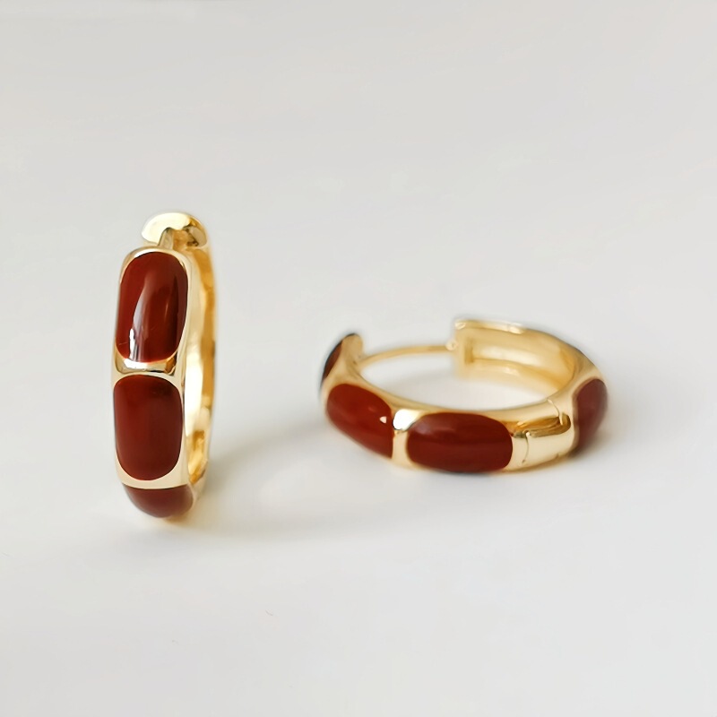 Ancara Red Trendy Silver Ornaments All-in-Body S925 Tremella Buckle Casual Earrings Heavy-Duty Good Gel Drop Women's New