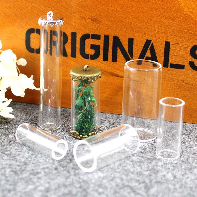 空心直筒开口玻璃罩DIY手工制作饰品配件玻璃瓶玻璃直管吊坠材料