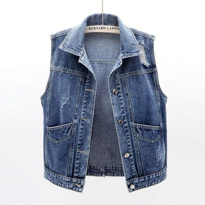 Denim Vest Women's Spring and Summer Short Coat Vest Top Korean-style All-match Sleeveless Denim Vest Top Women's Jacket