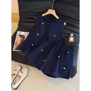 Designed Heavy-Duty Floral Linen Suit, Summer Fashionable and Versatile Sleeveless Vest, Loose Shorts Two-Piece Set