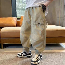 男童工装裤夏季薄款儿童裤子冰丝速干防蚊裤夏装2025新款夏款男孩
