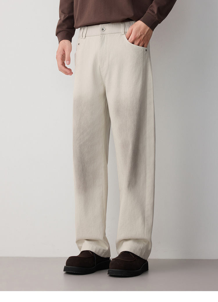 Quần jean nam ống rộng phong cách đường phố, chất liệu cotton, hiệu ứng làm cũ — đen chi tiết 14