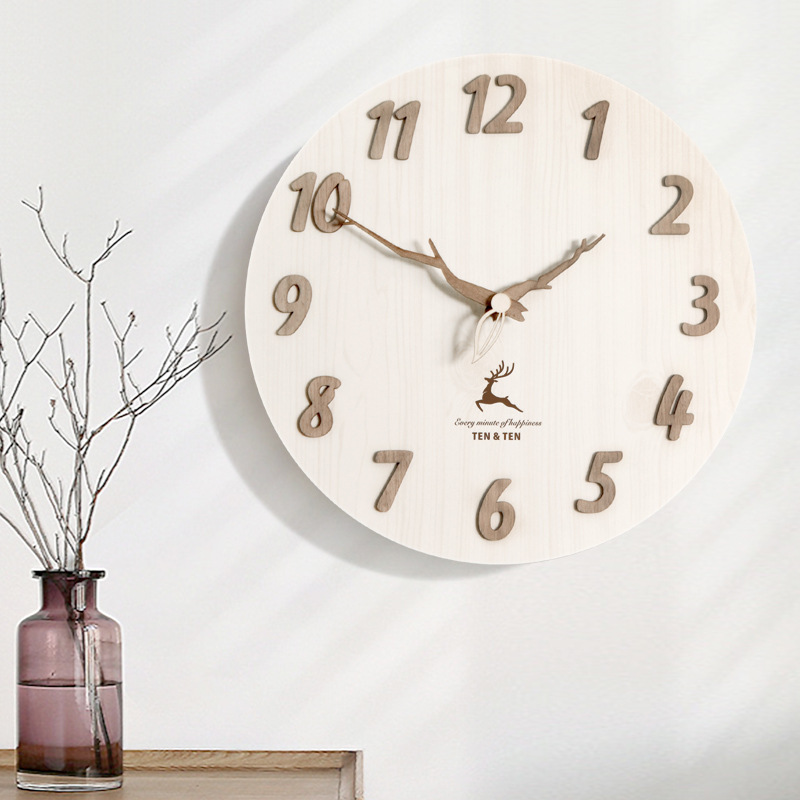 Wooden Wall Clock Nordic Japanese Simple Creative Clock Home Living Room Modern Clock Decoration Clock