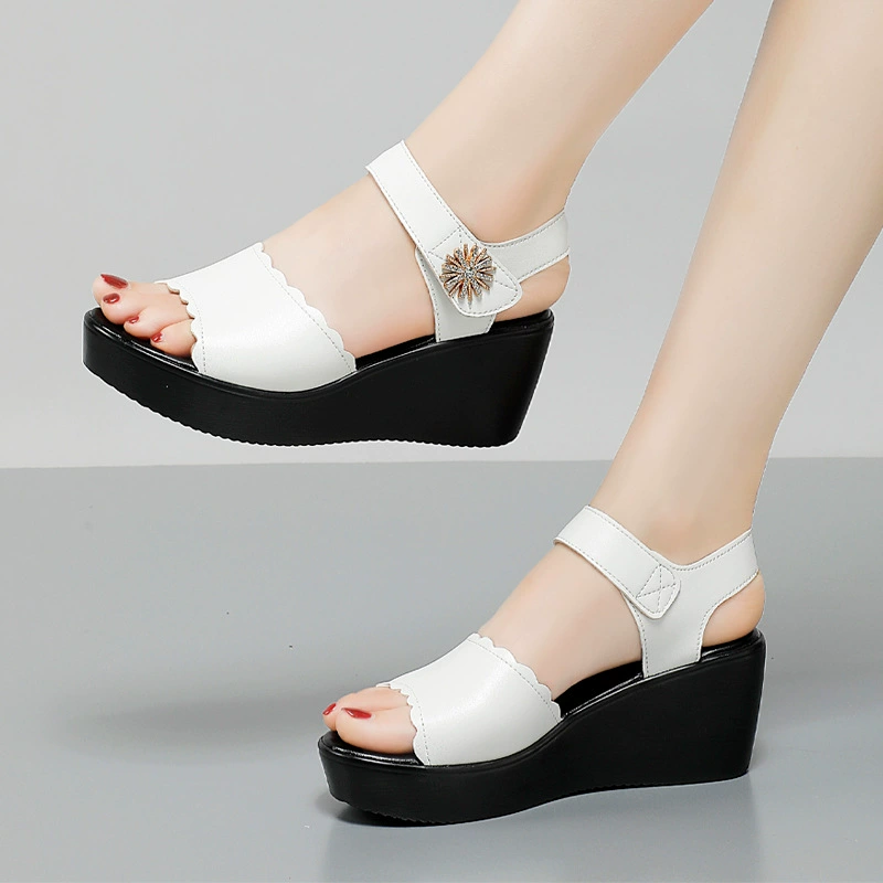 Summer sandals with velcro with a strap