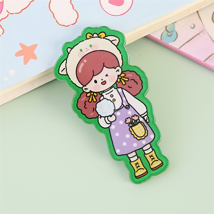 漫画クリエイティブアクリルブローチドーパミン女の子かわいいバッジ子供装饰ピンストラップアクセサリー卸売|undefined
