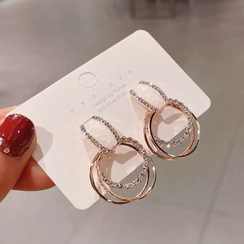 Серьги, серебряные иглы, стиль Шанель, серебро 925 пробы, легкий роскошный стиль, высококачественный стиль