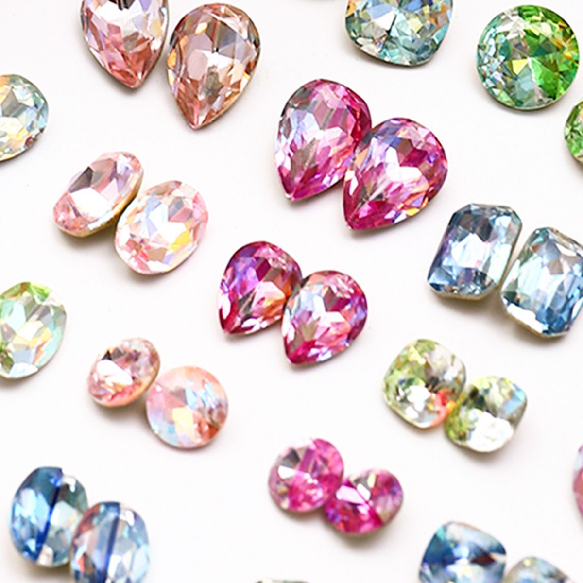 Red popularidad explosión láser arco iris taladro fantasía color punta inferior accesorios taladro joyería taladro amor taladro de manicuras flash al por mayor