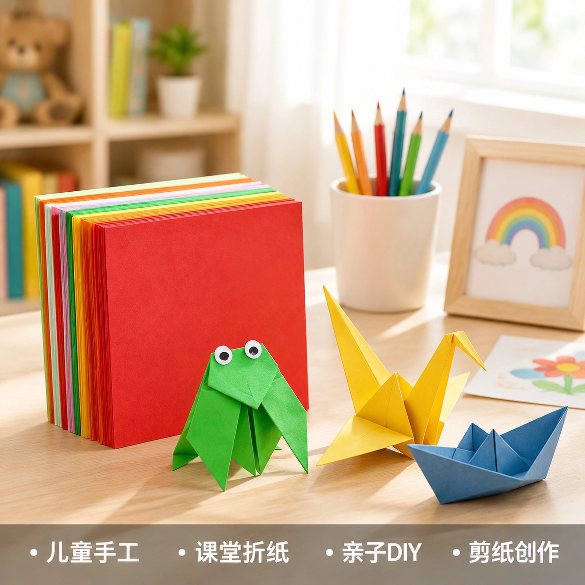 Origami cuadrado de color 14 × 14cm niños hechos a mano DIY papel de color jardín de infantes estudiantes de primaria papel de materiales hechos a mano