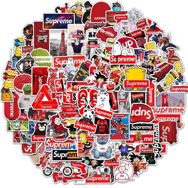 100 Tide Brand supreme Fashion Cartoon Graffiti Stickers Guitar Skateboard Luggage PVC Waterproof diyX20