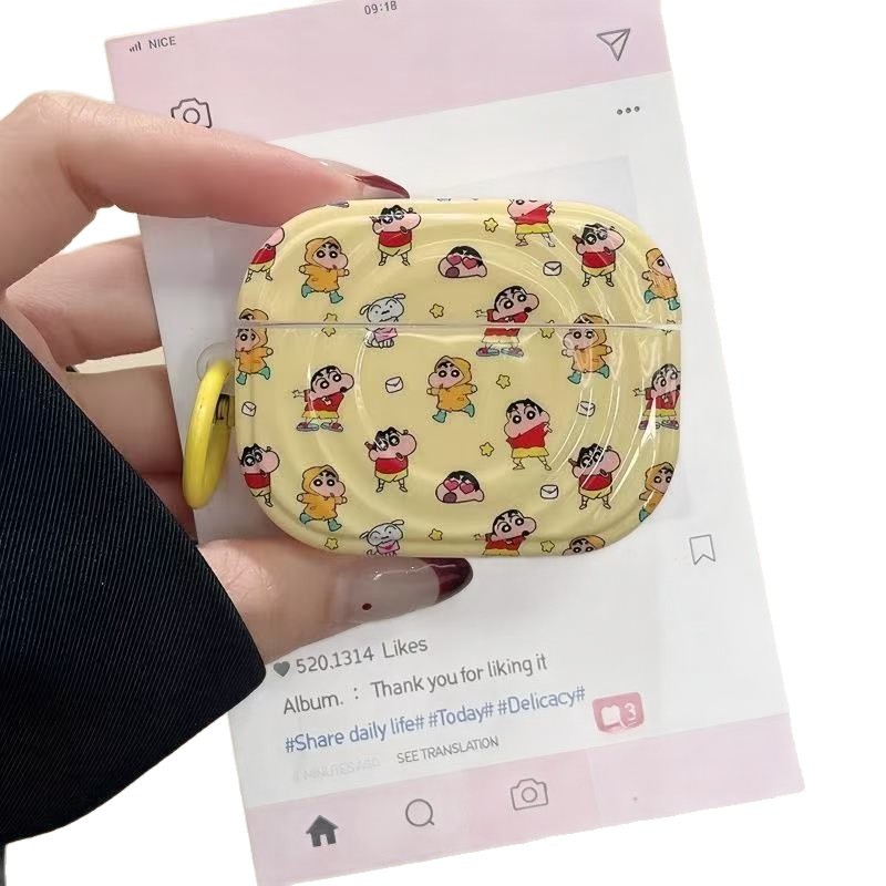 Aplicable a Apple Airpods4 cubierta de auriculares bluetooth pro2 / 3 generación de cartoon suave con ondulación de personalidad encantadora