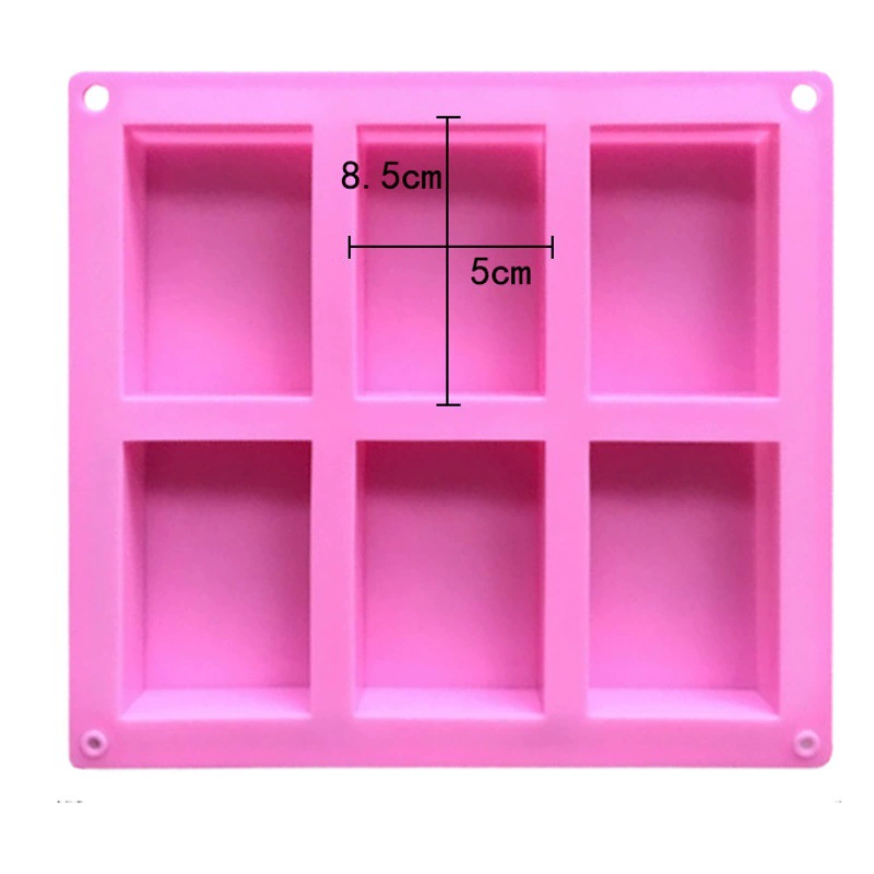 Minghao 6-компонентная квадратная форма для мыла силиконовая форма для торта Форма для холодного мыла Прямоугольная форма для ароматерапии пищевой силикон