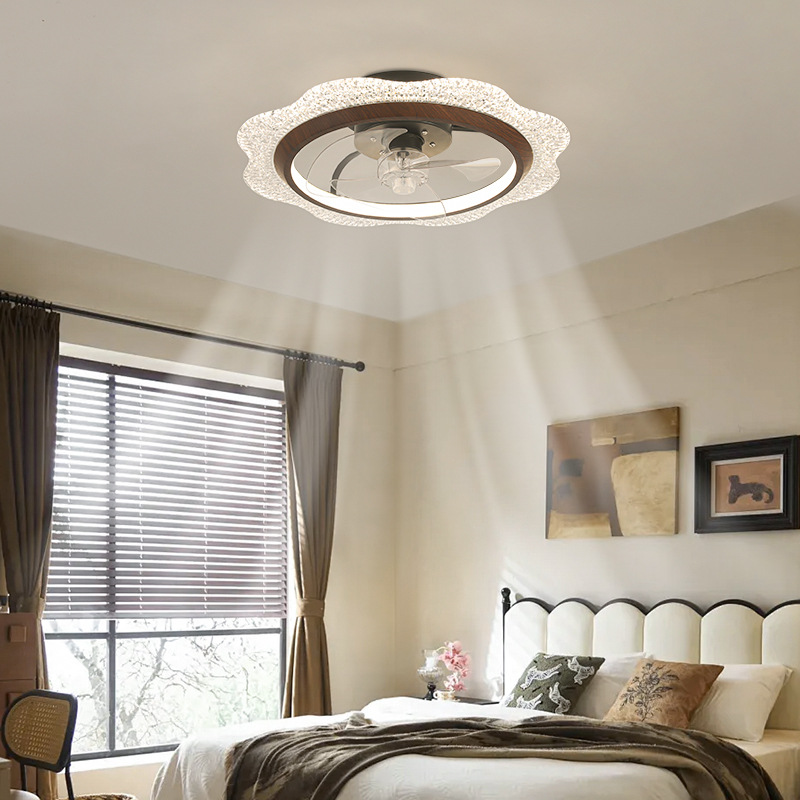 Lámpara de ventilador de dormitorio, estilo antiguo, retro, sentido avanzado, tela de grano de madera de nogal, estilo Nanyang, nueva lámpara de estudio de protección ocular