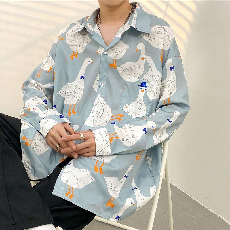 花シャツ男oversize外着格好いい春秋モデル2022新型ファッション学生青少年カップルシャツ