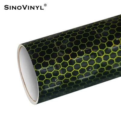 Automotive Film: body color changing film magic - 15218-m-honeycomb-cat-eye-black-apple-green