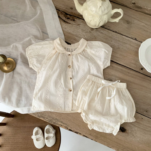 Shorts Girls Suit Summer  New Baby Korean Style Small Fragrance Style Short-Sleeved Harness Romper Suit