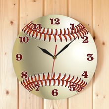 棒球造型3D挂钟棒球爱好者运动室墙饰个性时钟亚克力印刷墙钟跨境