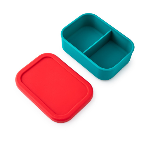 Portable silicone lunch box bento box microwave oven heating lunch box office worker food grade sealed two compartment lunch box 