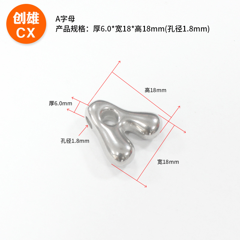 glossy accessory stainless steel with letters
