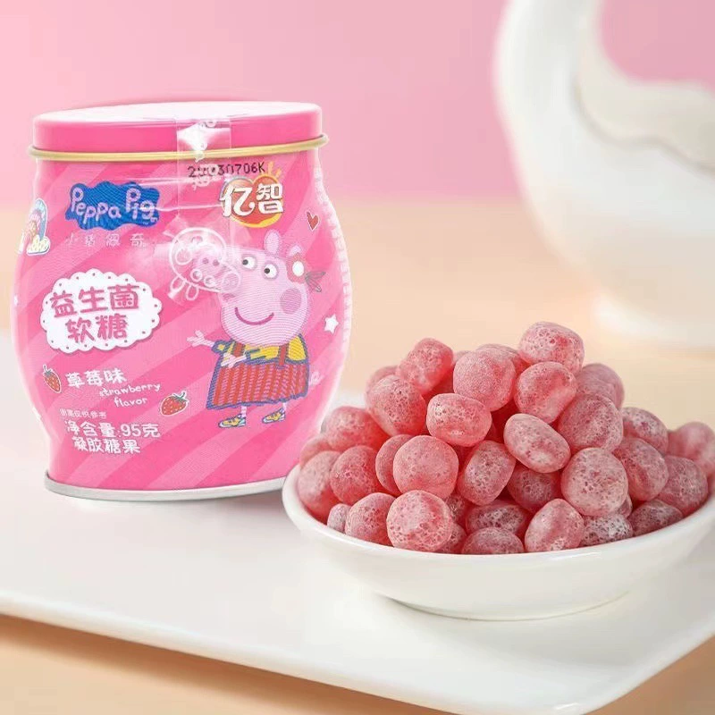 Пребиотиковые жевательные конфеты в железной банке 105 г Пеппа Пига Probiotic Gummy Strawberry Yogurt Banana Juice