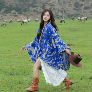 Travel shawl northwest Xizang Yunnan cloak ethnic style warm cloak scarf thick 2023 new all-matching