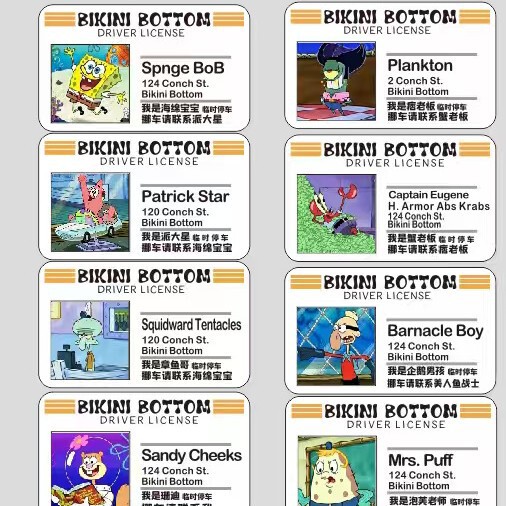 Acrylic Spongebob Patrick Star Cartoon Car Temporary Parking Number Plate Creative Interior Decoration Temporary Parking Phone Number Sign