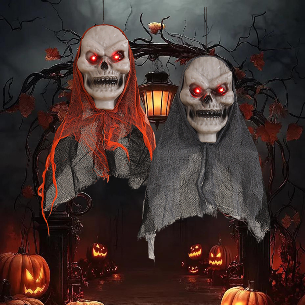 Cross-border Halloween Colgando Gasa fantasma Face Ghost Skull Terror Accesorios Tricky Escena al aire libre Patio