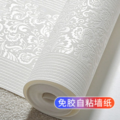 Self-adhesive European-style 3D vertical striped thick non-woven wallpaper for cozy bedroom and living room background wall, self-sticking wallpaper