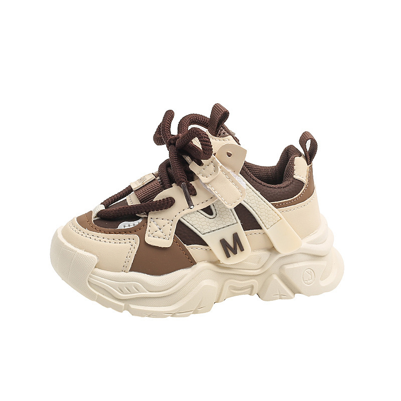 Unisex-Kinder-Sportschuhe, Obermaterial aus Leder, weiche Sohle, klobige Sneaker, rutschfest, abriebfest, für Kinder von 1-6 Jahren_voghion.com