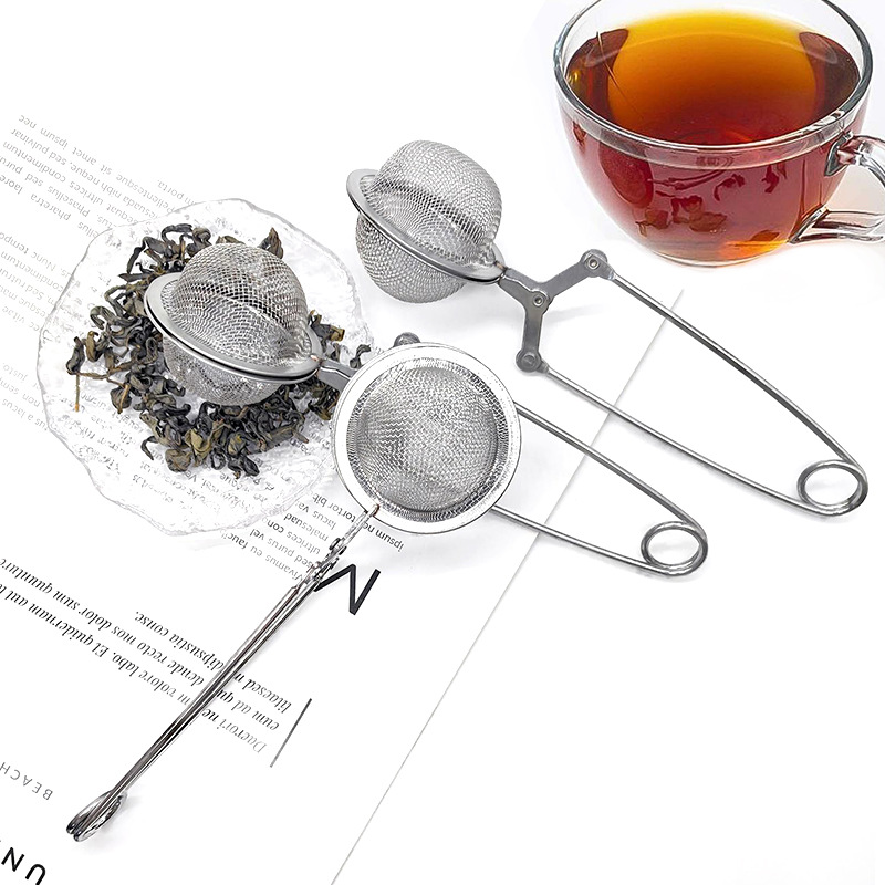 304 acero inoxidable telescópico máquina de té bola de presión de té tamiz de polvo de fugas de azúcar multifuncional tipo tubo filtro de té