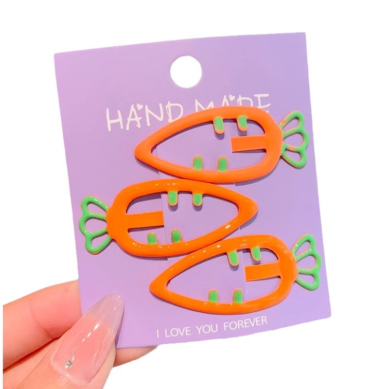 Niños color hueco zanahoria pinzas de cabello para mujeres 2024 nueva niñas lindas frente pinzas de cabello rotas