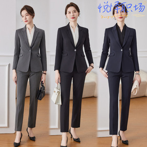 职业西装套装女春季气质干练案场客服工装酒店前台接待工作服高档