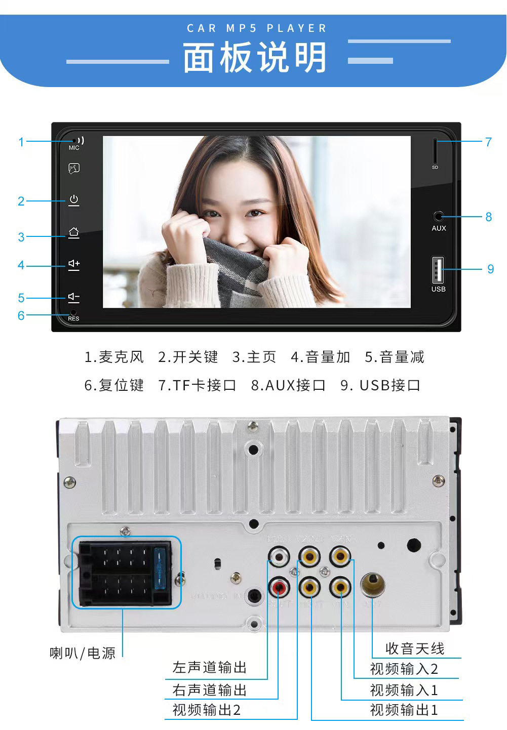 Suitable for Toyota Corolla 7inch Car MP5 Player MP4 Reversing Bluetooth Mobile Phone Interconnection All-in-One Unit F7625