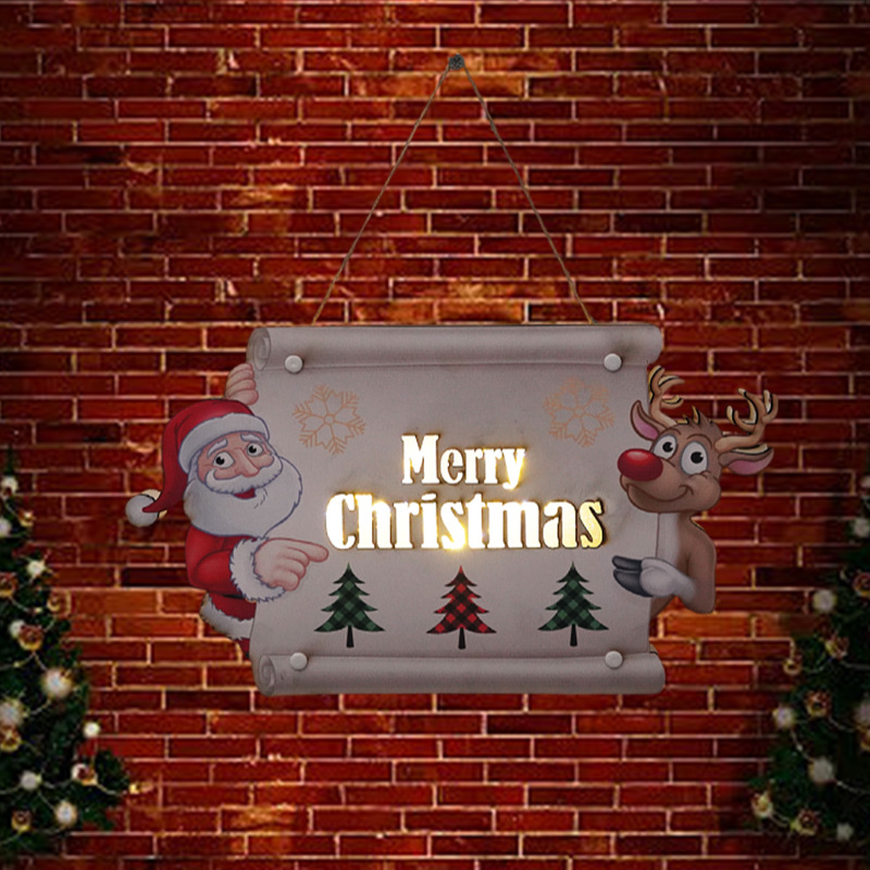 Transfronterizo nueva decoración de Navidad placa de la puerta LED luz fiesta FIESTA DE Año Nuevo suministros de vacaciones accesorios adornos de pared