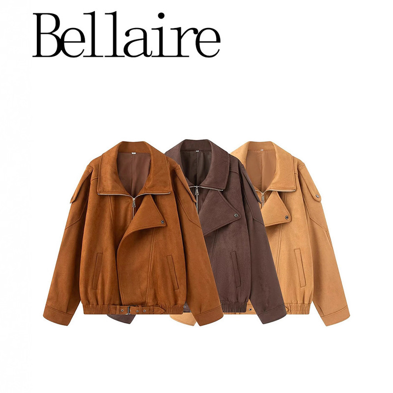 Za Export Wholesale European and American Style French Women's Designer Fashion Versatile Loose Suede Jacket