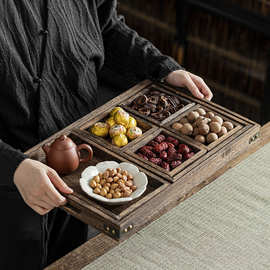 中式木质托盘围炉煮茶点心盘果盘干果盘下午茶零食小吃糕点茶点盘