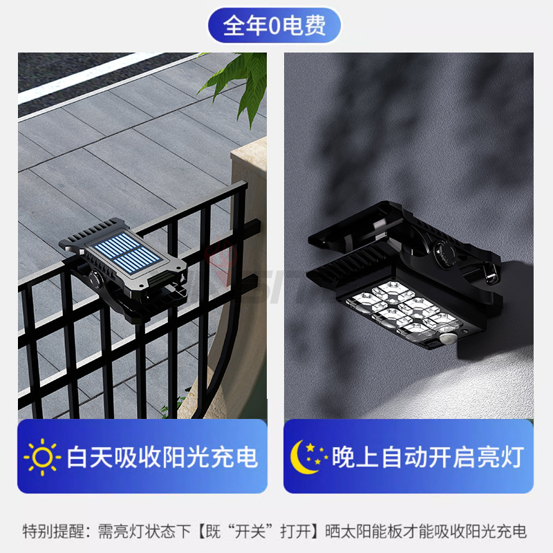 Transfronterizo nueva lámpara de pared solar lámpara de clip multifuncional lámpara de iluminación de jardín impermeable al aire libre lámpara de luz de jardín