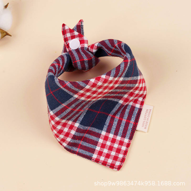 Bebé de algodón bebé babero triángulo BiB Snap de doble capa babero recién nacido niños bufanda a cuadros cuatro estaciones