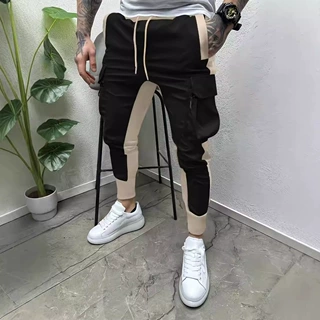 外贸跨境亚马逊男式ebay休闲多口袋拼色小脚工装裤户外潮流长裤