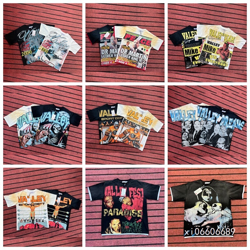 2025 New American High Street Boxer Ring Print Half-Sleeved Retro Loose Short-Sleeved T-Shirt for Men and Women