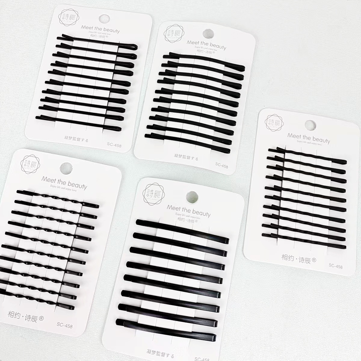 Chic minimalist side clip with painted black hair clip, frayed hair one-piece clip, high-quality steel clip, wholesale from 2 yuan store, hair accessories