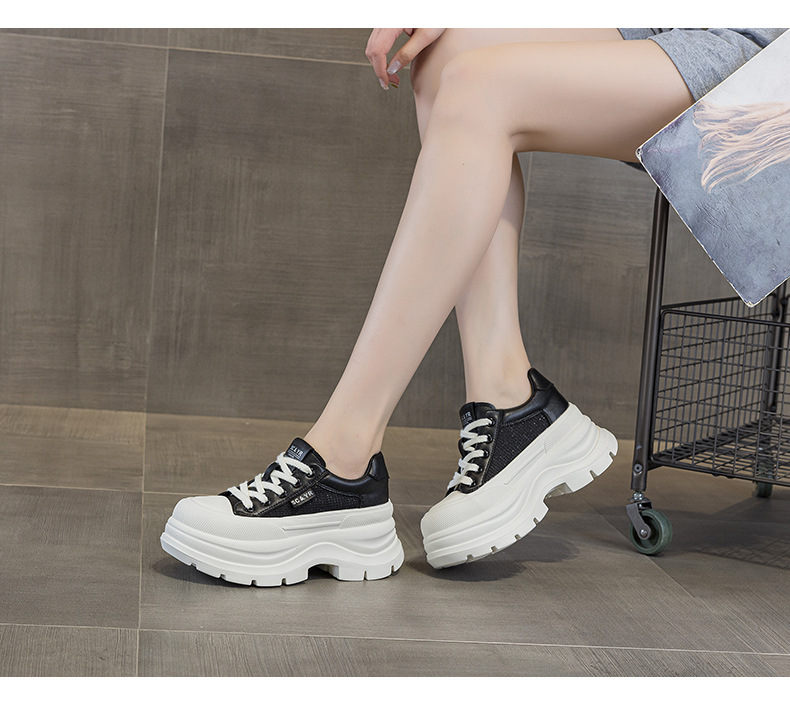 Giày sneaker nữ đế dày phong cách Anh quốc, form dày dặn, phối hợp trang phục hằng ngày — Be 5058, Đen 5058 chi tiết 11
