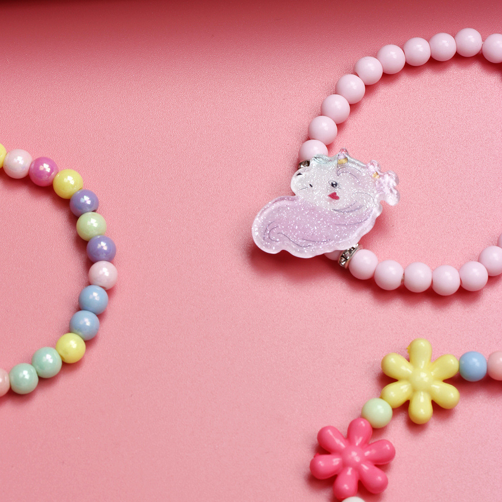 Cartoon Style Unicorn Plastic Beaded Bracelets