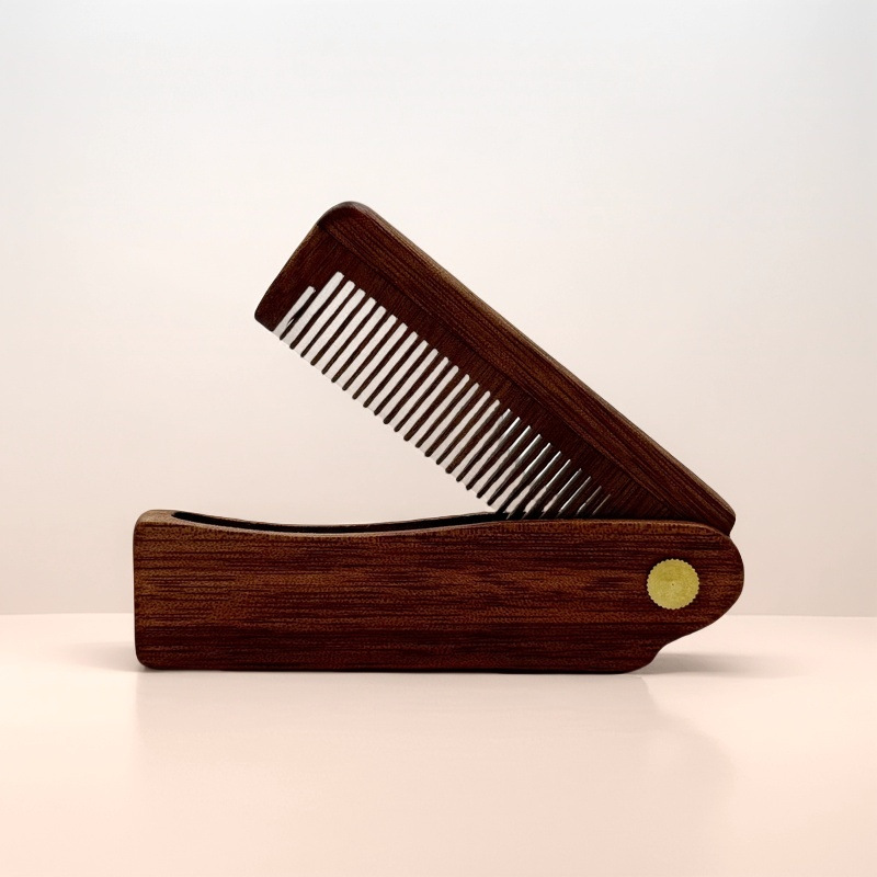 Estilo explosivo transfronterizo al por mayor peine de peluquería peine de barba de hombre portátil peine de sándalo antiestático peine plegable