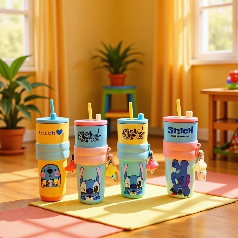 新款史迪仔冰霸杯316不锈钢保温杯高颜值便携吸管大容量车载水杯